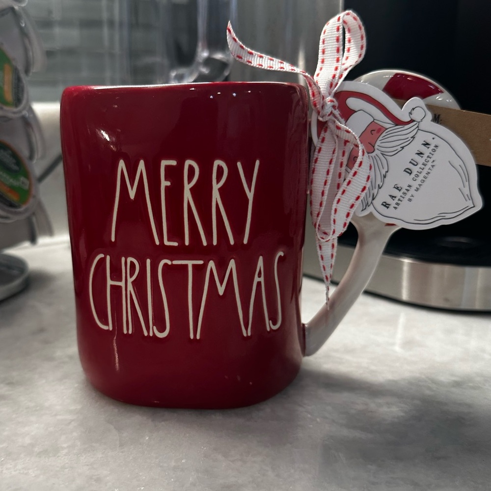 Brand New Rae Dunn Merry Christmas Peppermint Handle Mug